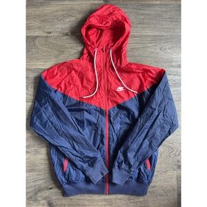 Nike Sportswear Windrunner Hooded Jacket Red Navy Windbreaker Men's Size Small